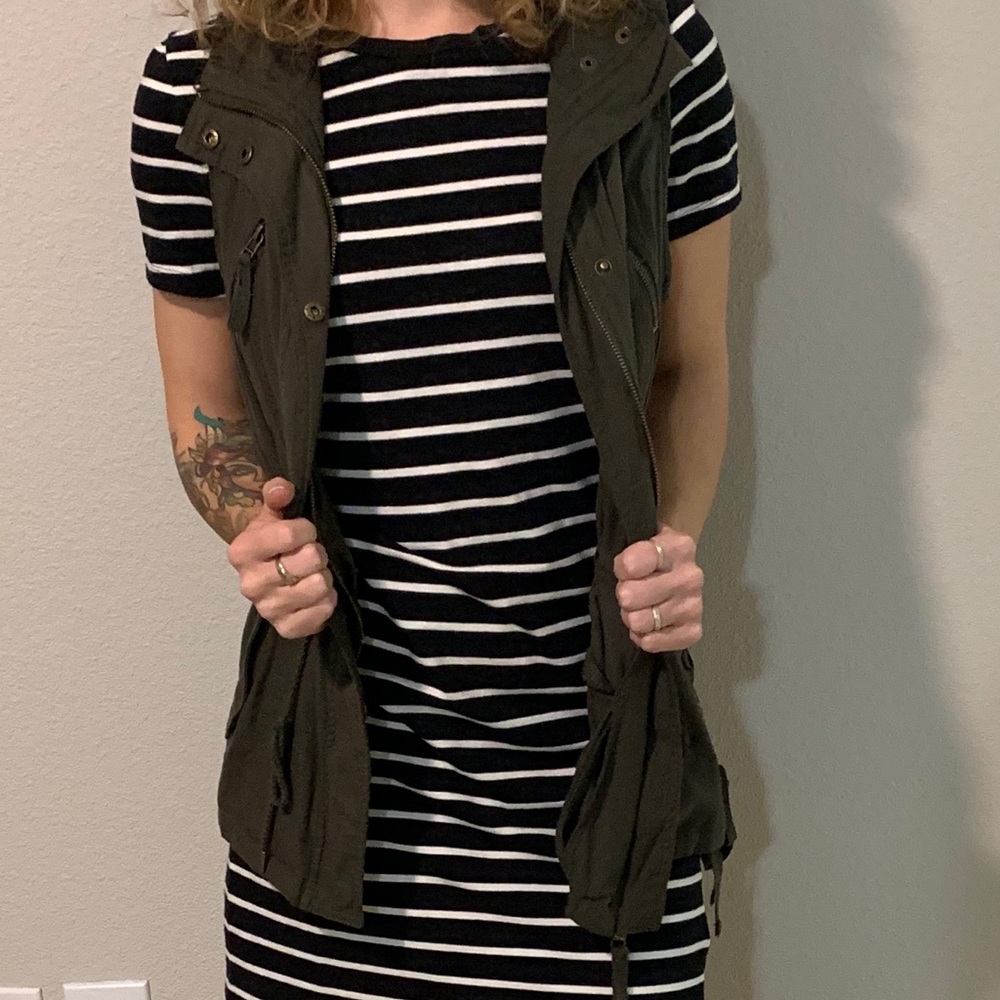 Black and white striped dress
